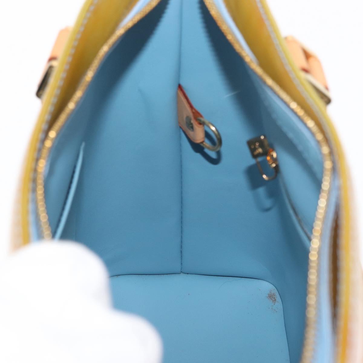 LOUIS VUITTON Monogram Vernis Houston Hand Bag Baby Blue M91005 LV Auth 157739