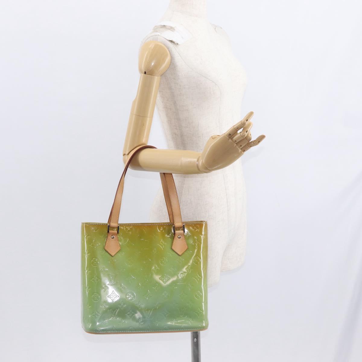 LOUIS VUITTON Monogram Vernis Houston Hand Bag Baby Blue M91005 LV Auth 157739