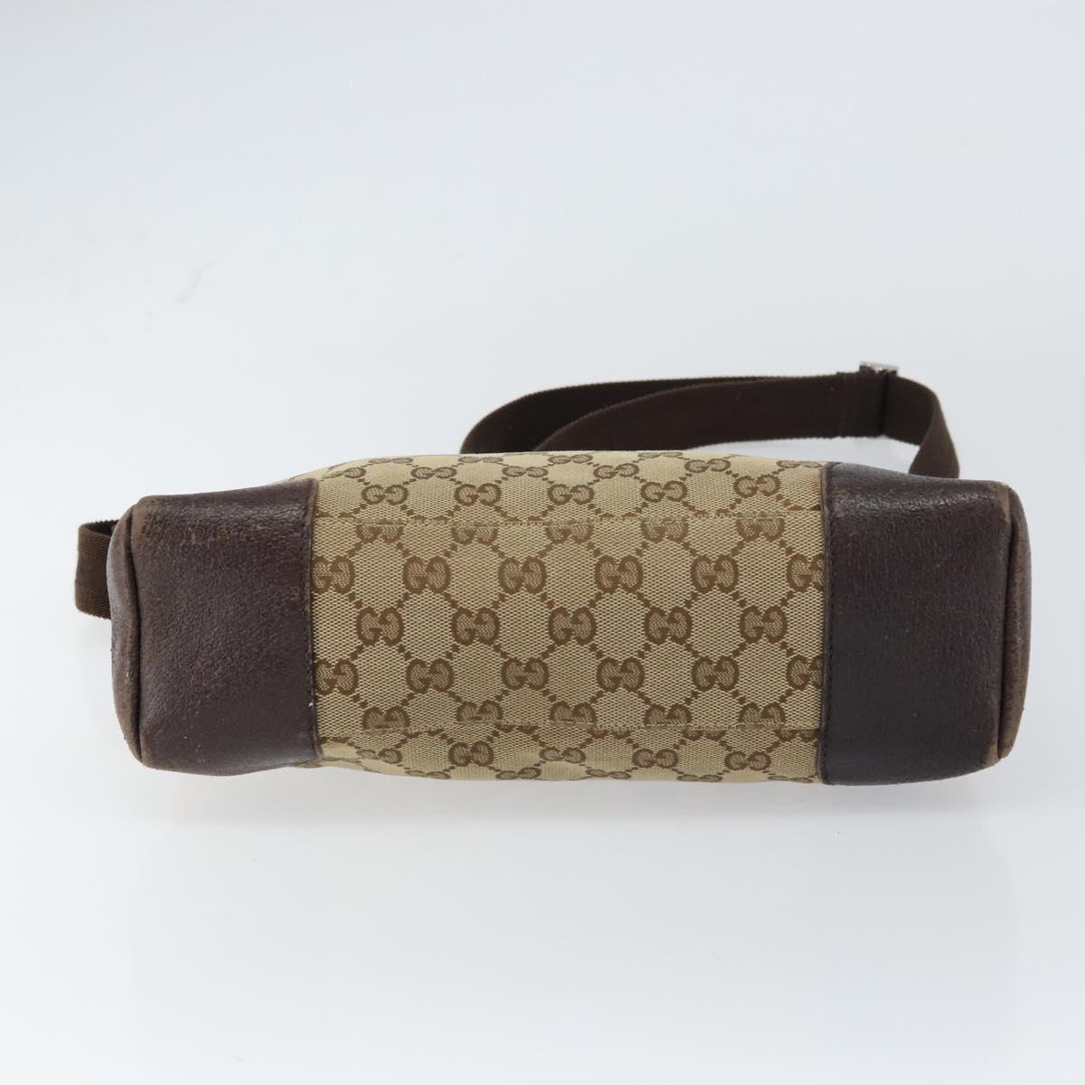 GUCCI GG Canvas Shoulder Bag Beige Silver 114273 Auth 157746
