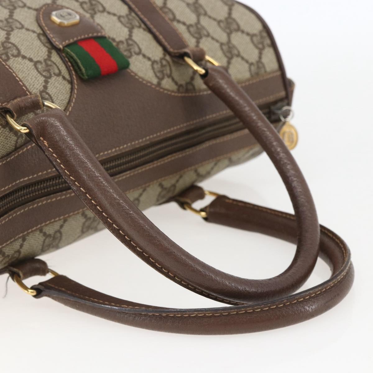 GUCCI GG Supreme Web Sherry Line Hand Bag PVC Beige Gold 002 39 6838 Auth 157749