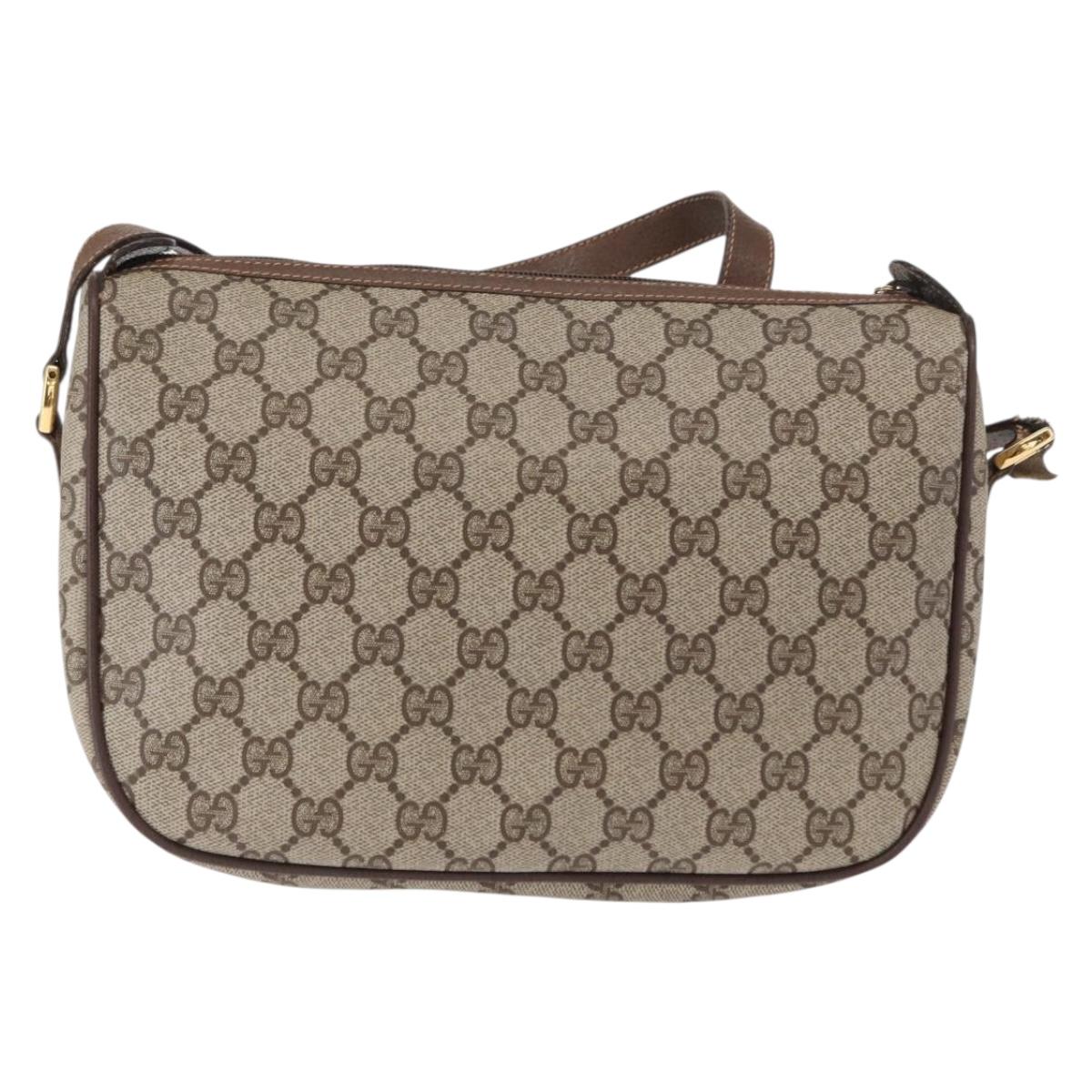GUCCI GG Supreme Web Sherry Line Bag PVC Beige Gold 89 02 077 Auth 157750