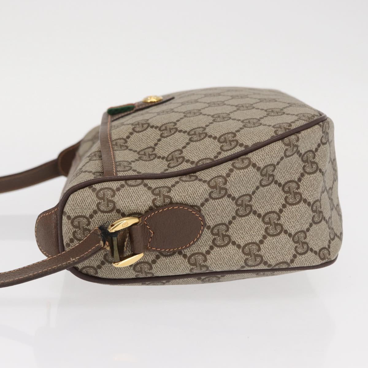 GUCCI GG Supreme Web Sherry Line Bag PVC Beige Gold 89 02 077 Auth 157750
