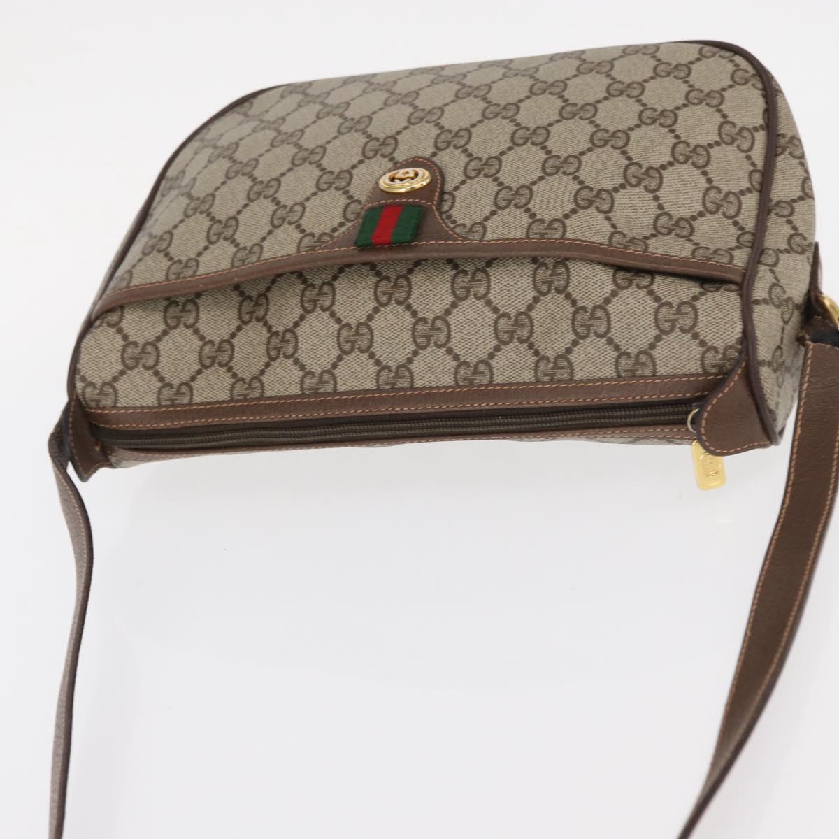 GUCCI GG Supreme Web Sherry Line Bag PVC Beige Gold 89 02 077 Auth 157750
