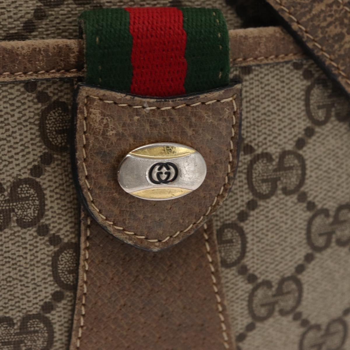 GUCCI GG Supreme Web Sherry Line Bag PVC Beige Gold 14 02 032 Auth 157751