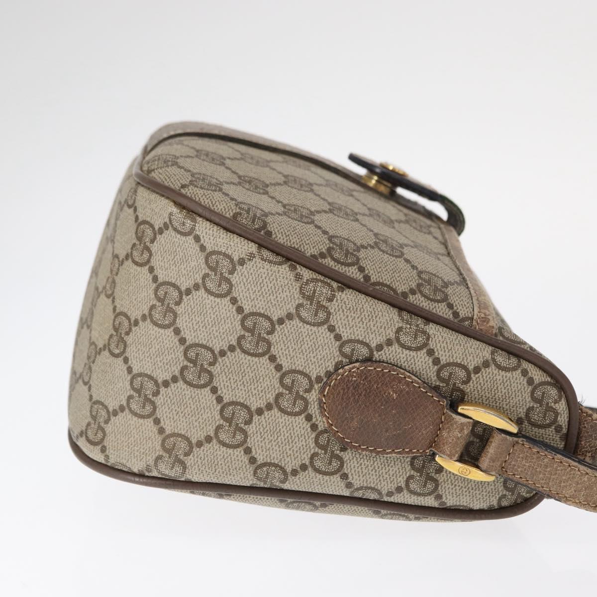 GUCCI GG Supreme Web Sherry Line Bag PVC Beige Gold 14 02 032 Auth 157751