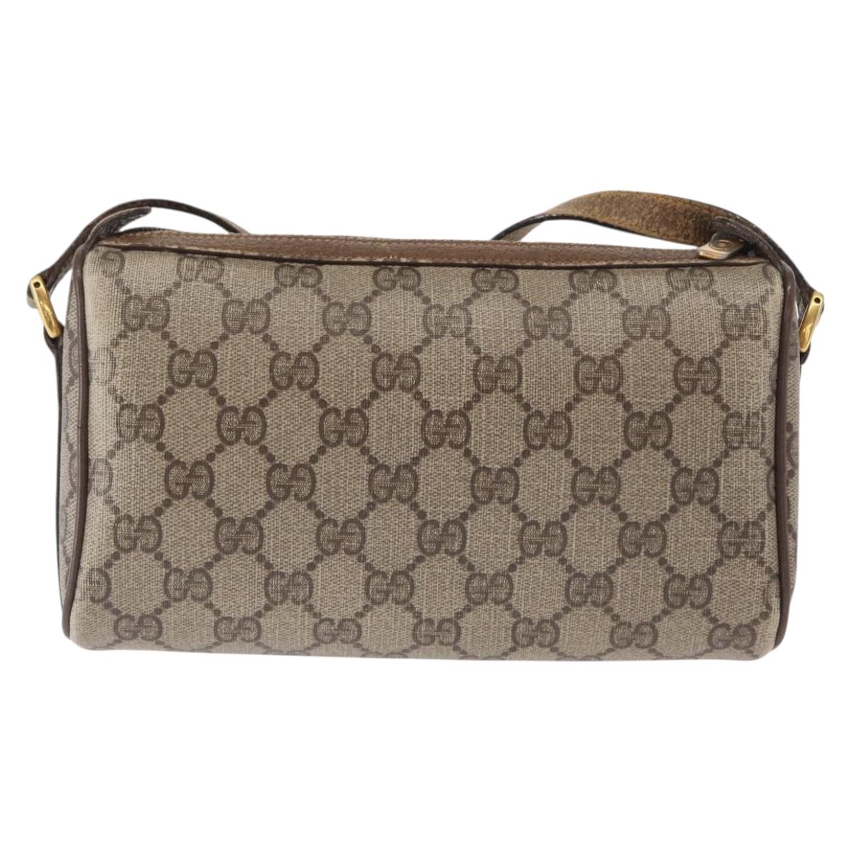 GUCCI GG Supreme Web Sherry Line Bag PVC Beige Gold 89 02 018 Auth 157752
