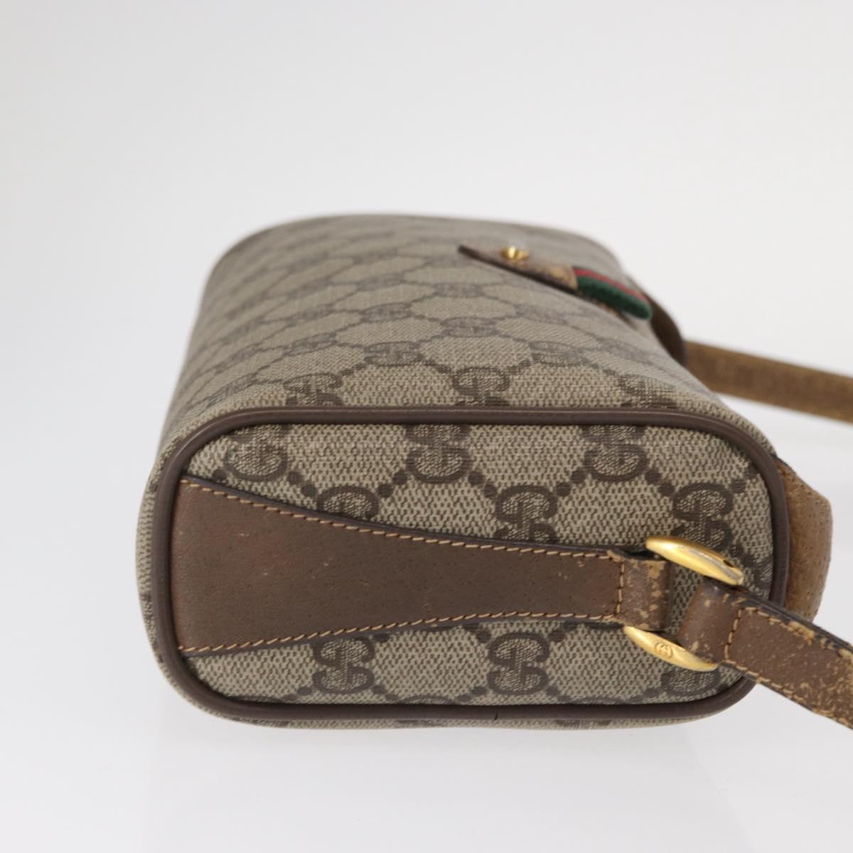 GUCCI GG Supreme Web Sherry Line Bag PVC Beige Gold 89 02 018 Auth 157752