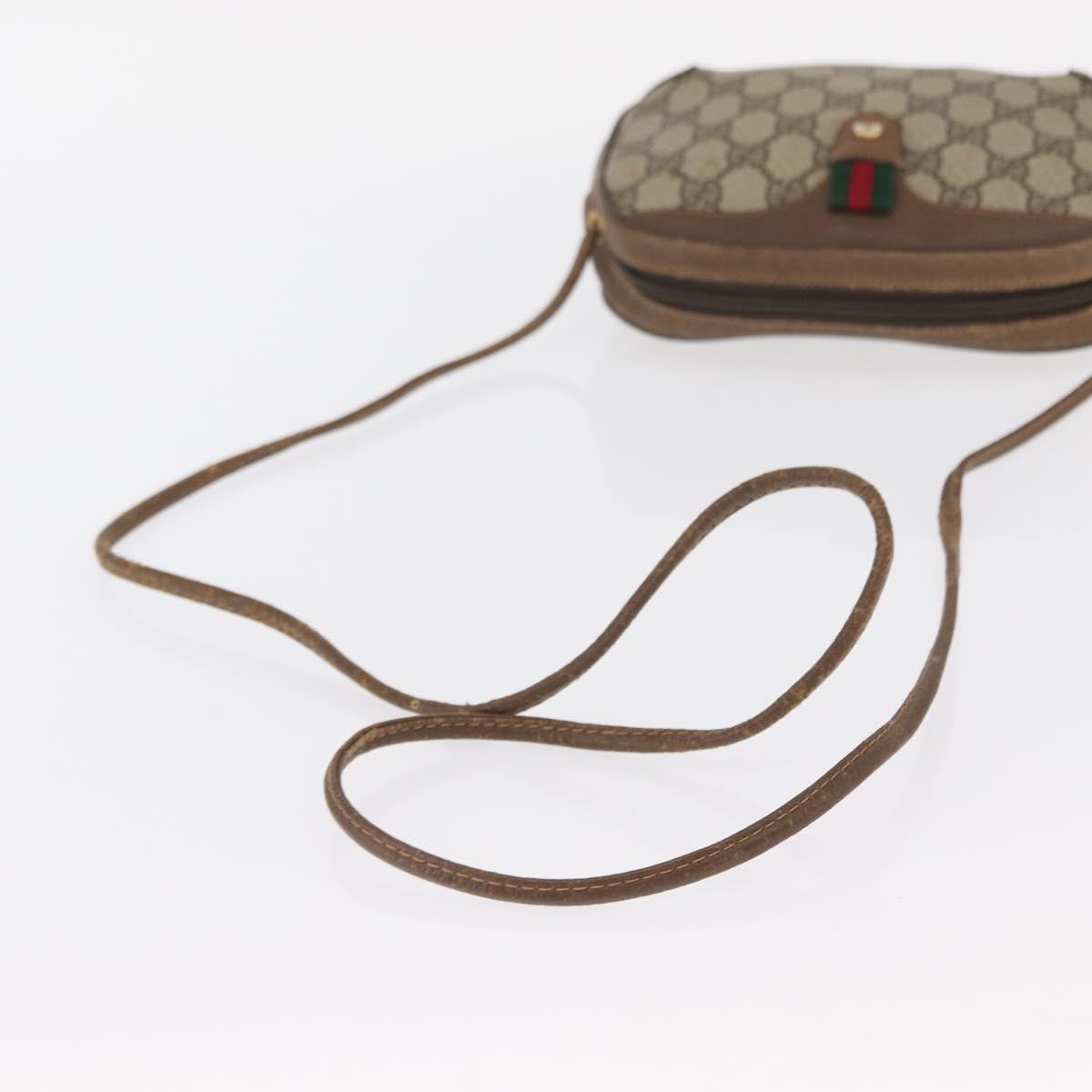 GUCCI GG Supreme Web Sherry Line Bag PVC Beige Gold 89 02 066 Auth 157753
