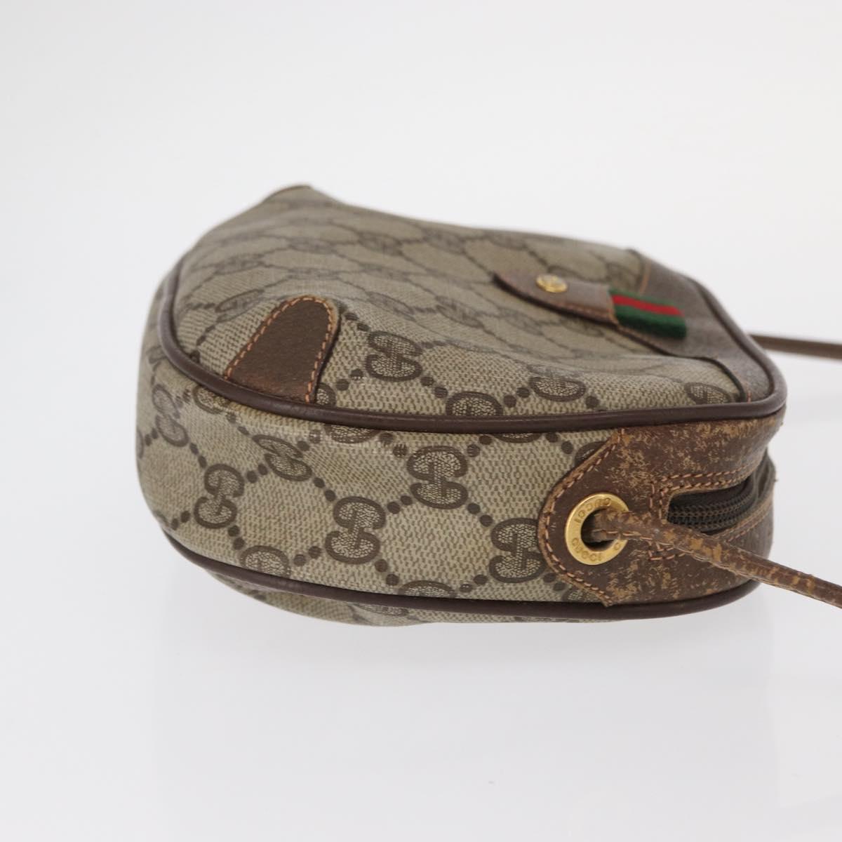 GUCCI GG Supreme Web Sherry Line Bag PVC Beige Gold 156 02 066 Auth 157754