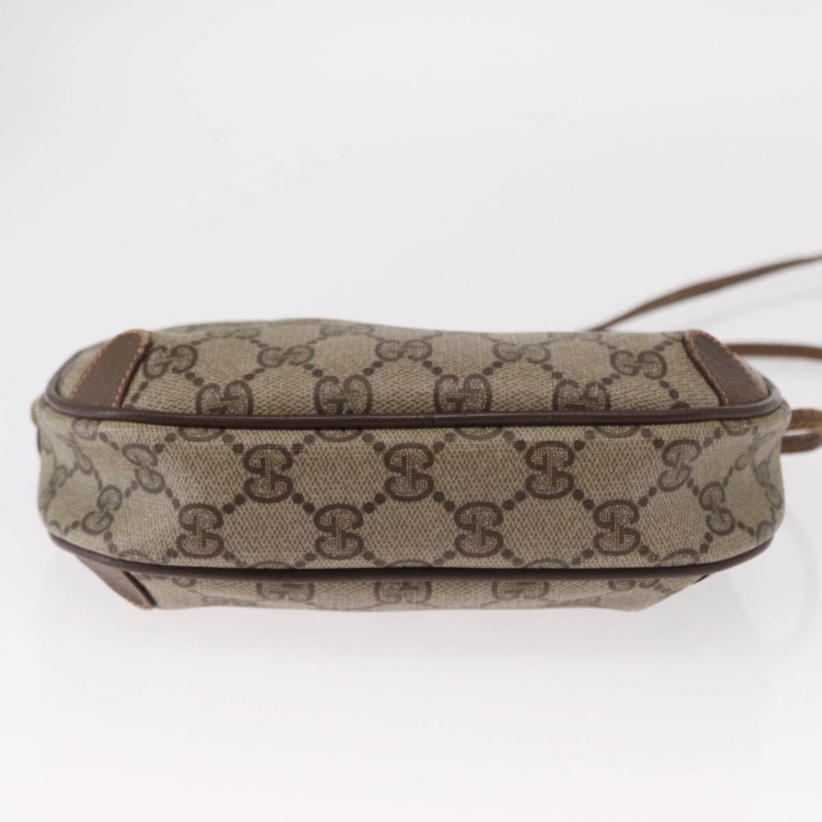 GUCCI GG Supreme Web Sherry Line Bag PVC Beige Gold 156 02 066 Auth 157754