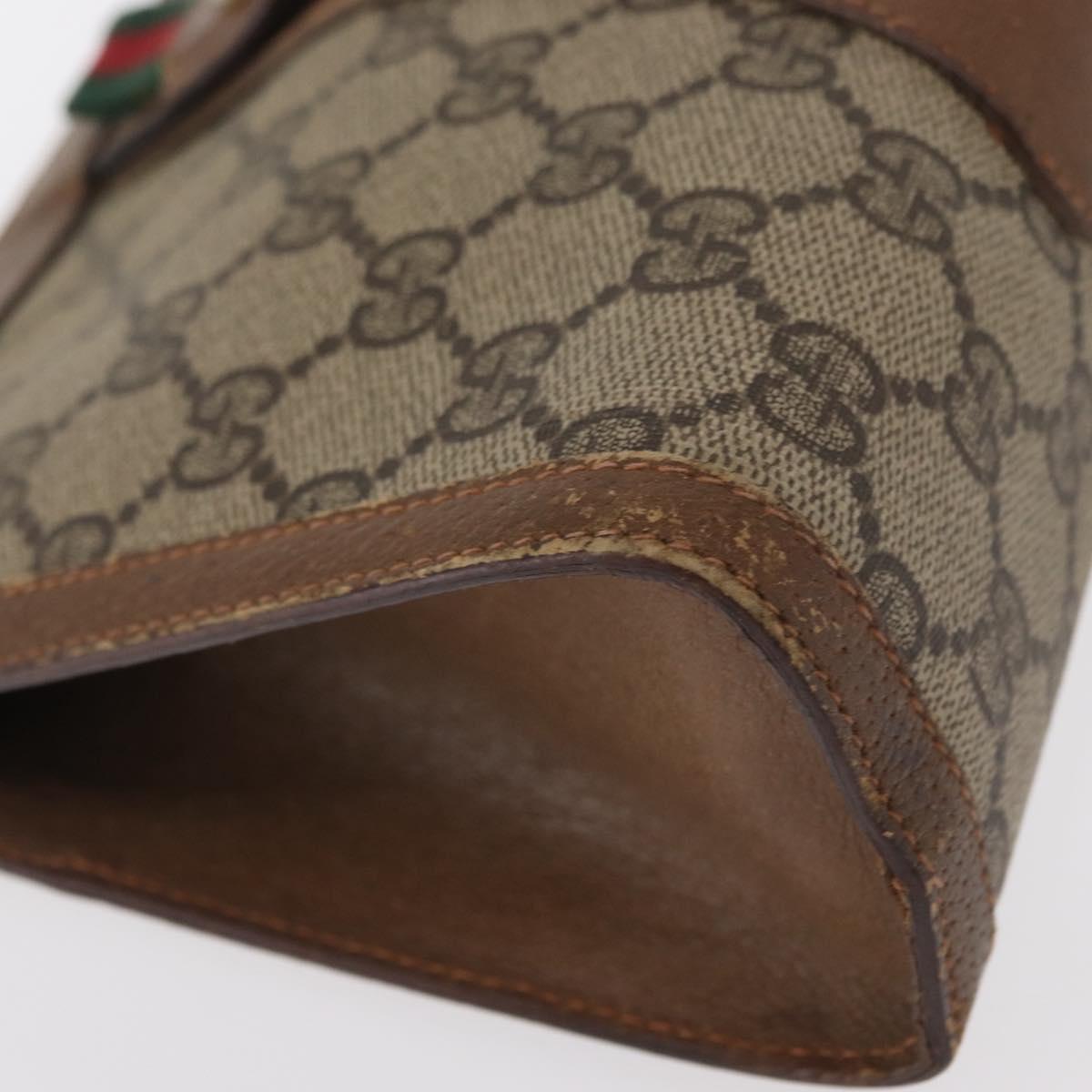 GUCCI GG Supreme Web Sherry Line Clutch Bag PVC Beige Red 89 01 032 Auth 157755