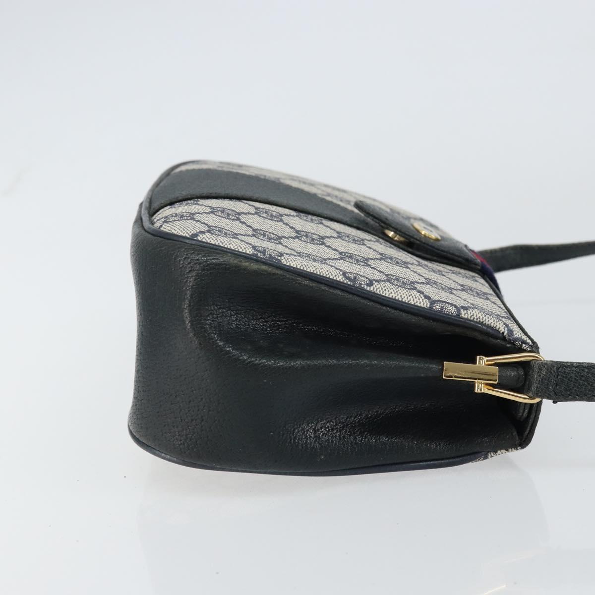 GUCCI GG Supreme Sherry Line Bag PVC Navy Gold Red 10 02 024 Auth 157757