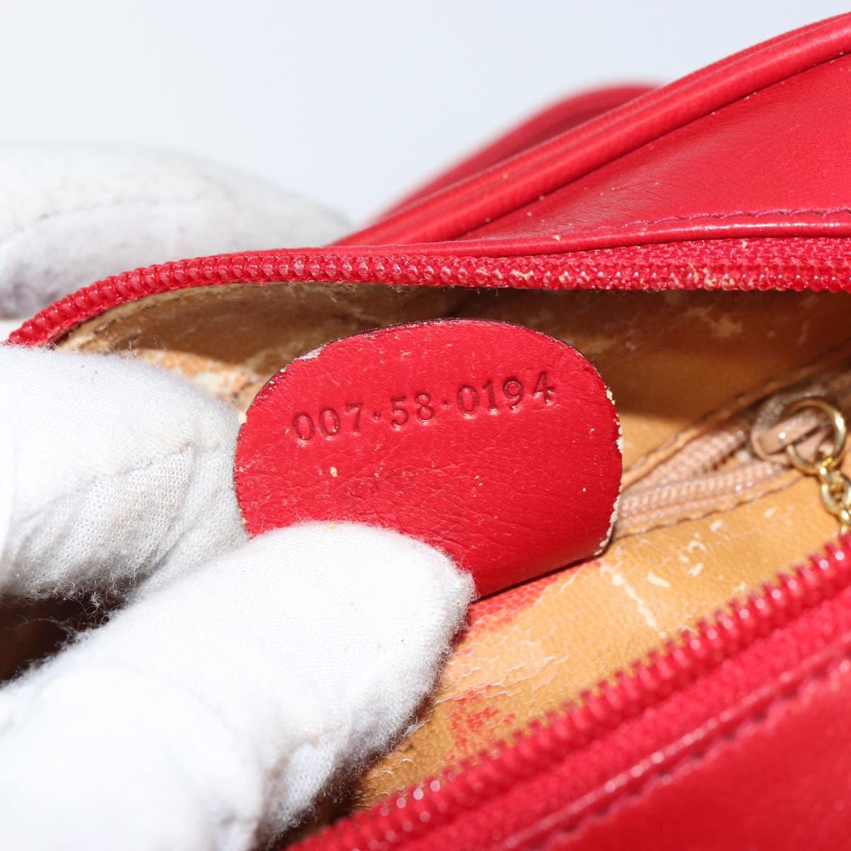GUCCI Shoulder Bag Leather Red Gold Auth 157758