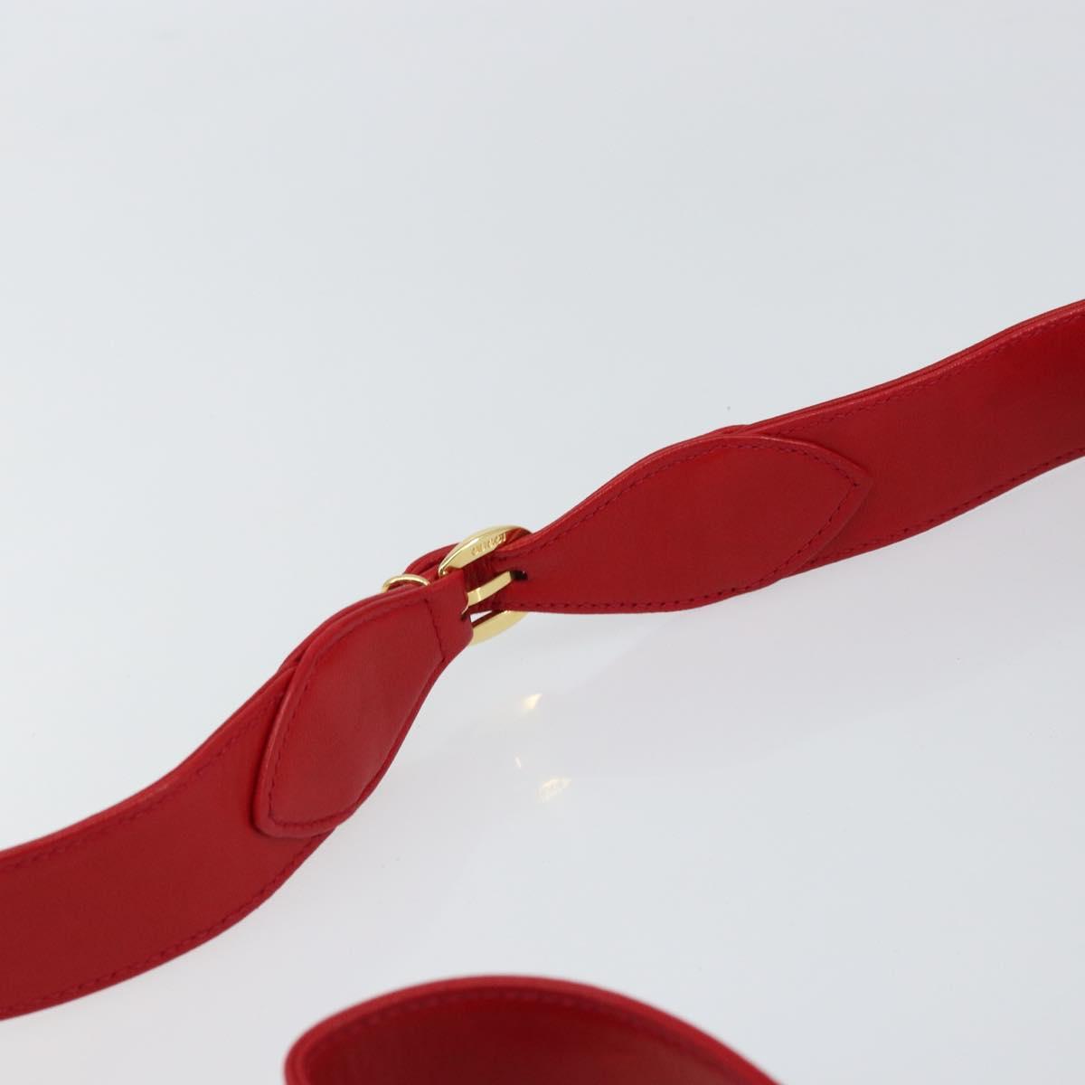 GUCCI Shoulder Bag Leather Red Gold Auth 157758