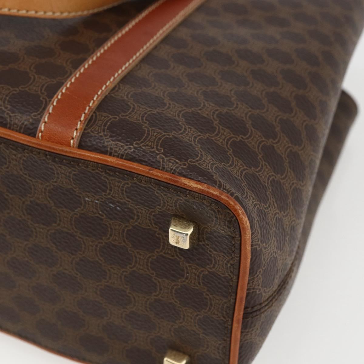 CELINE Macadam Canvas Hand Bag PVC Leather Brown Gold Auth 157762