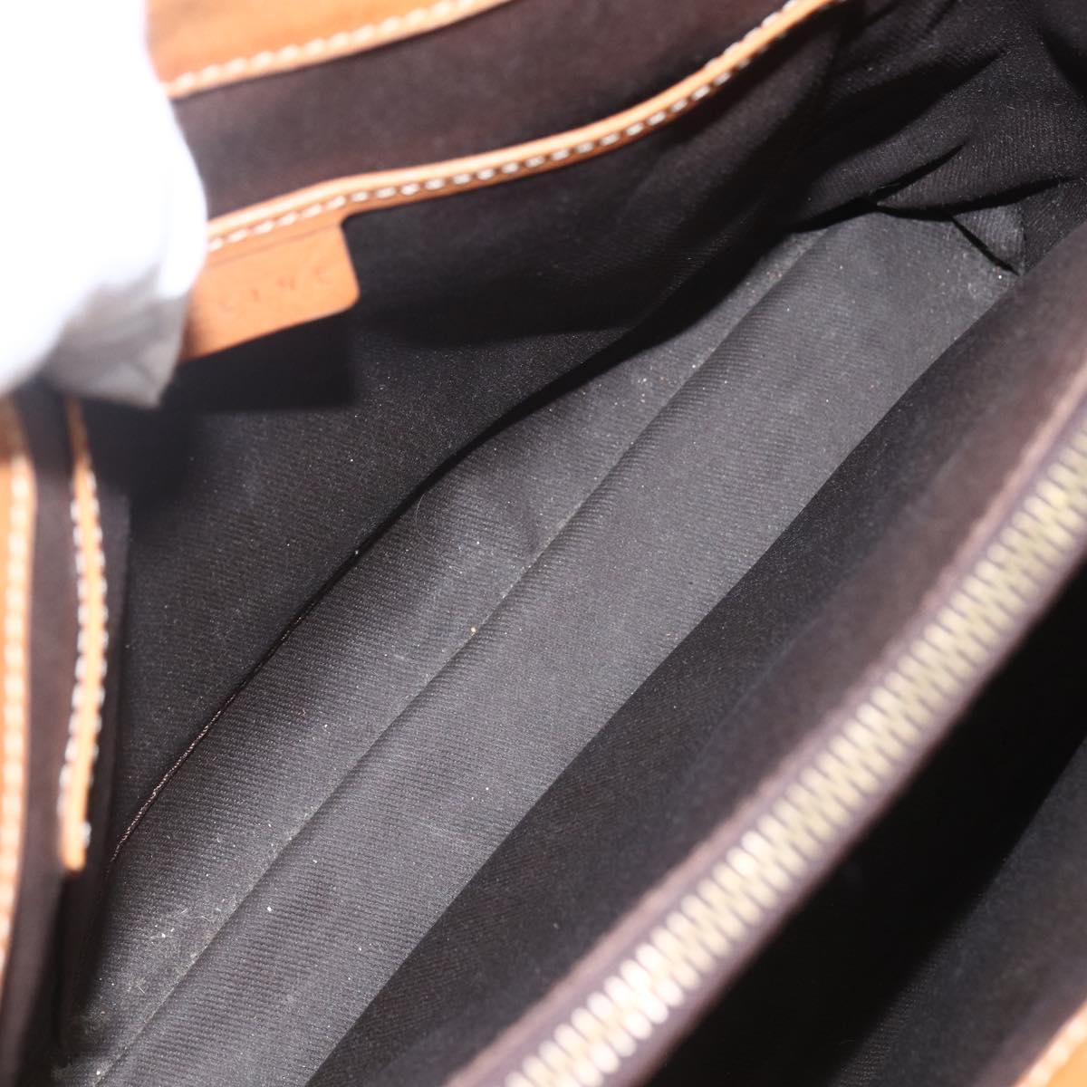 CELINE Macadam Canvas Hand Bag PVC Leather Brown Gold Auth 157762