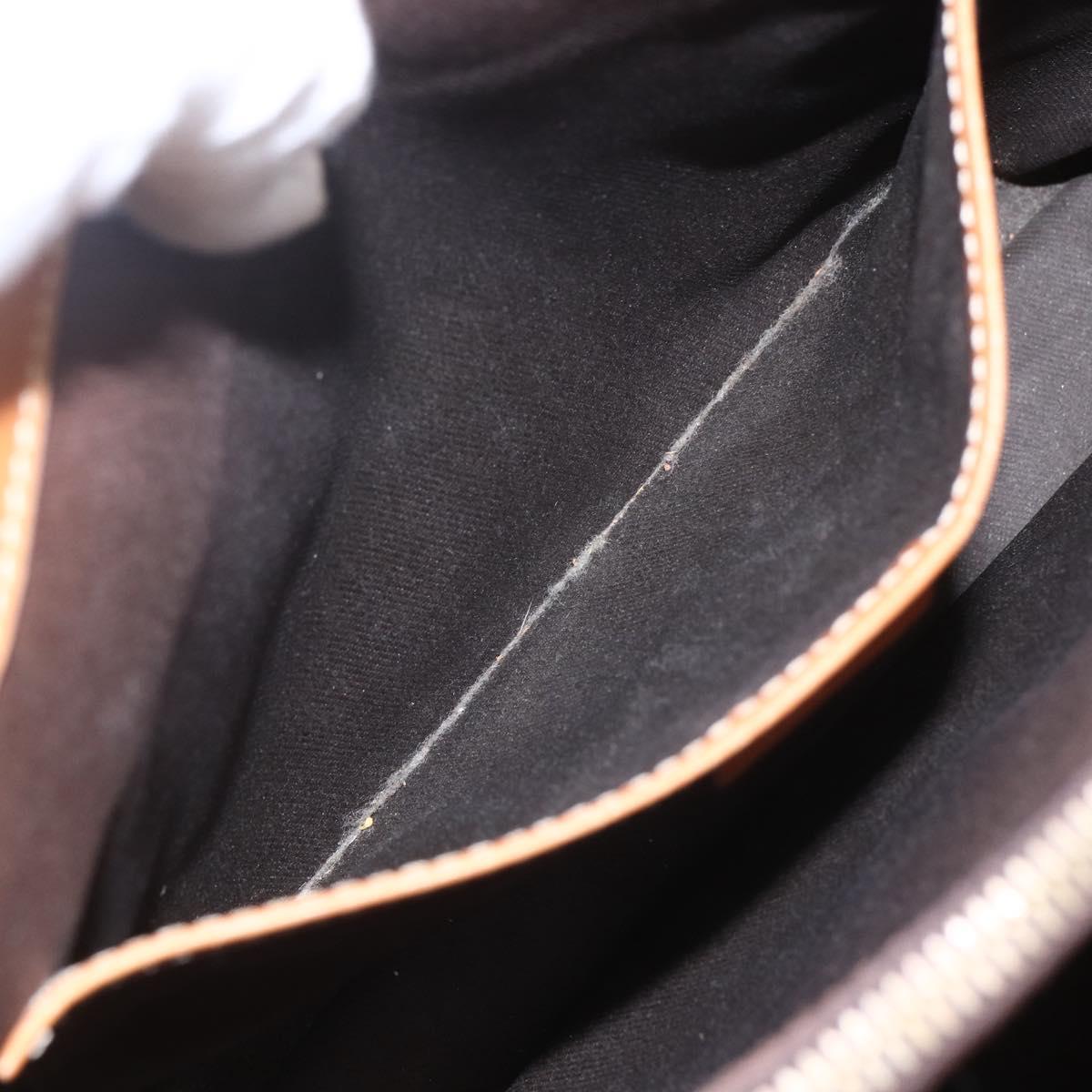 CELINE Macadam Canvas Hand Bag PVC Leather Brown Gold Auth 157762