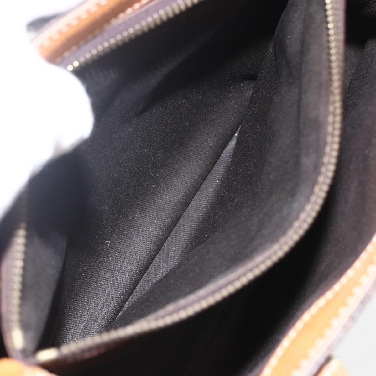 CELINE Macadam Canvas Hand Bag PVC Leather Brown Gold Auth 157762