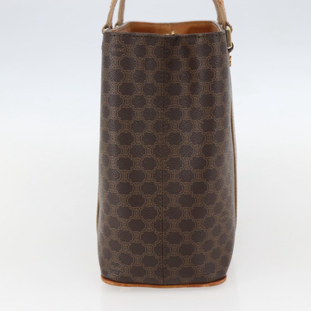 CELINE Macadam Canvas Hand Bag PVC Leather Brown Gold Auth 157762