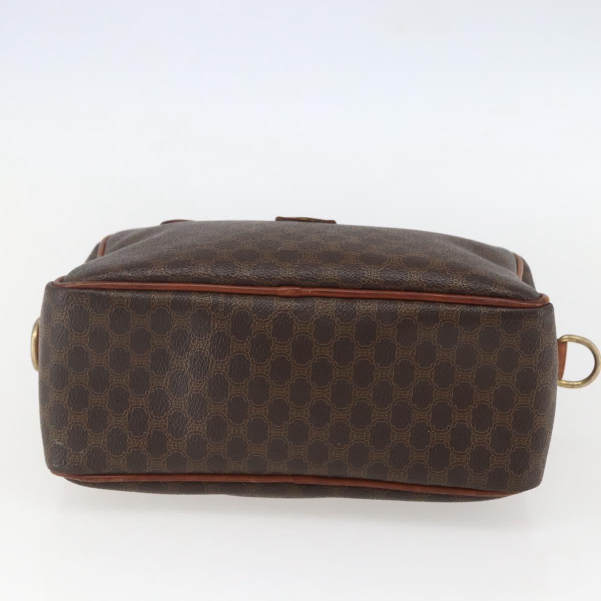 CELINE Macadam Canvas Hand Bag PVC Leather Brown Gold Auth 157763