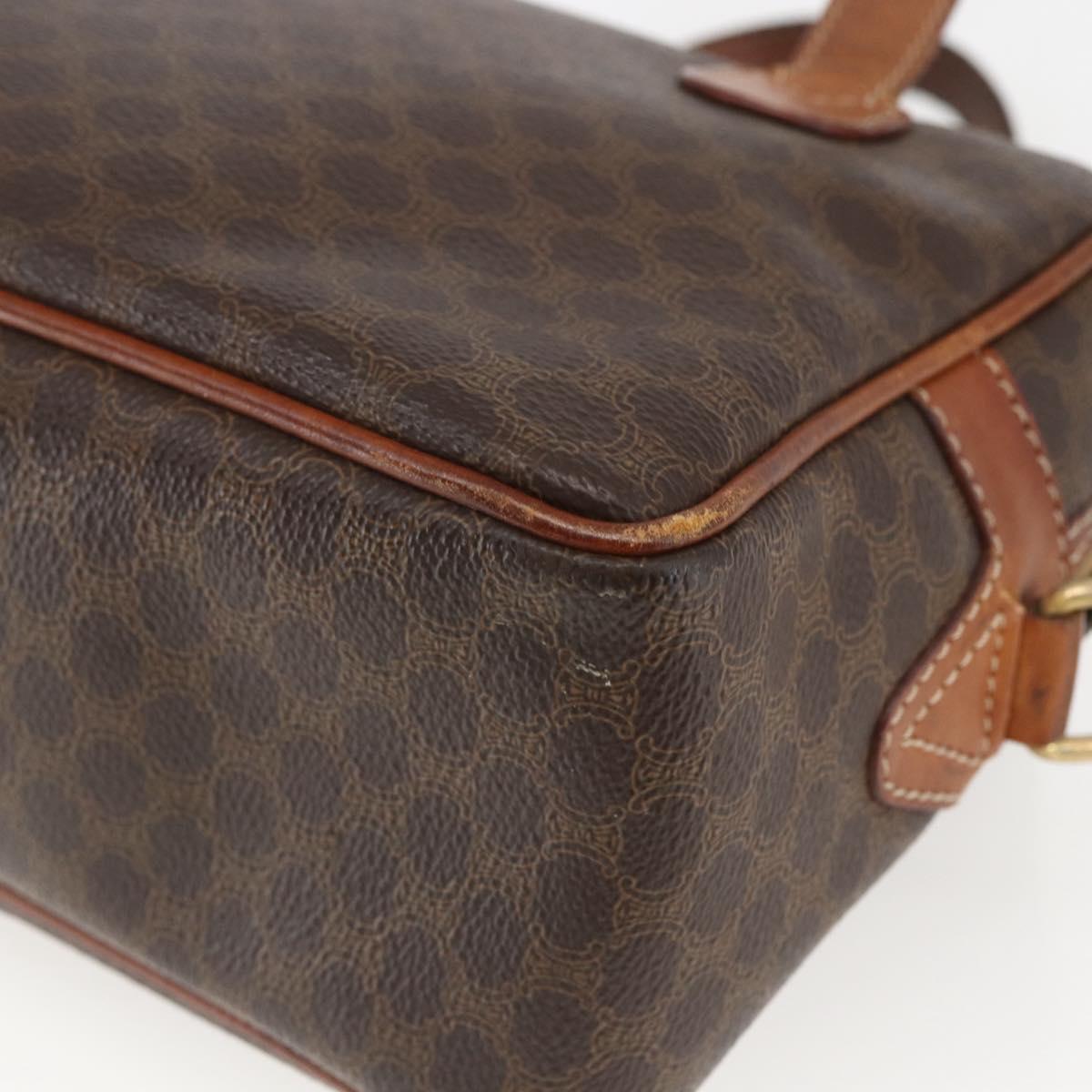 CELINE Macadam Canvas Hand Bag PVC Leather Brown Gold Auth 157763