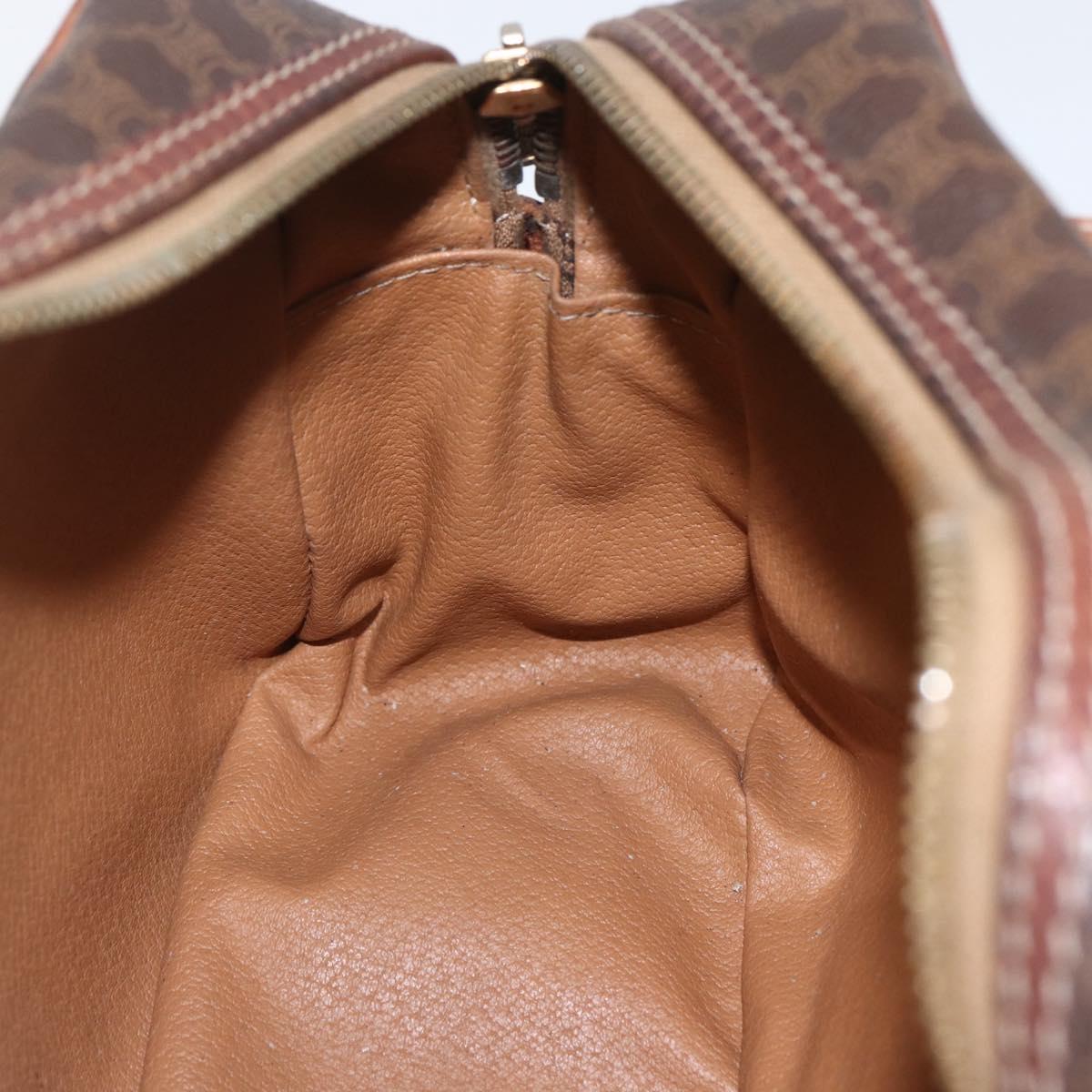 CELINE Macadam Canvas Hand Bag PVC Leather Brown Gold Auth 157763
