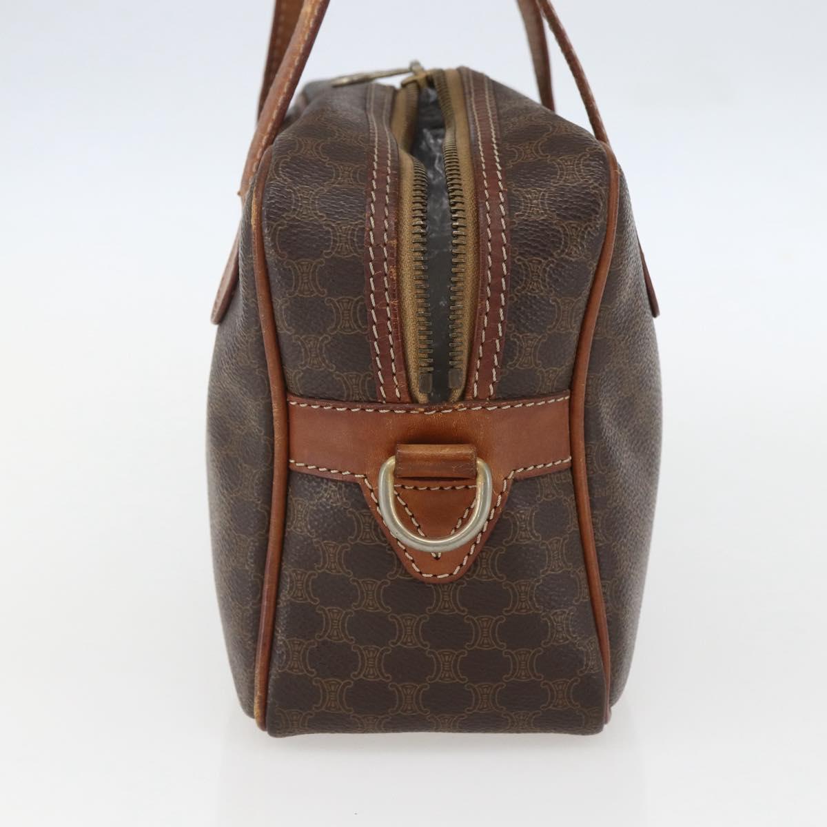 CELINE Macadam Canvas Hand Bag PVC Leather Brown Gold Auth 157763