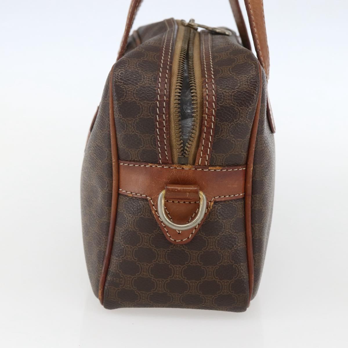 CELINE Macadam Canvas Hand Bag PVC Leather Brown Gold Auth 157763