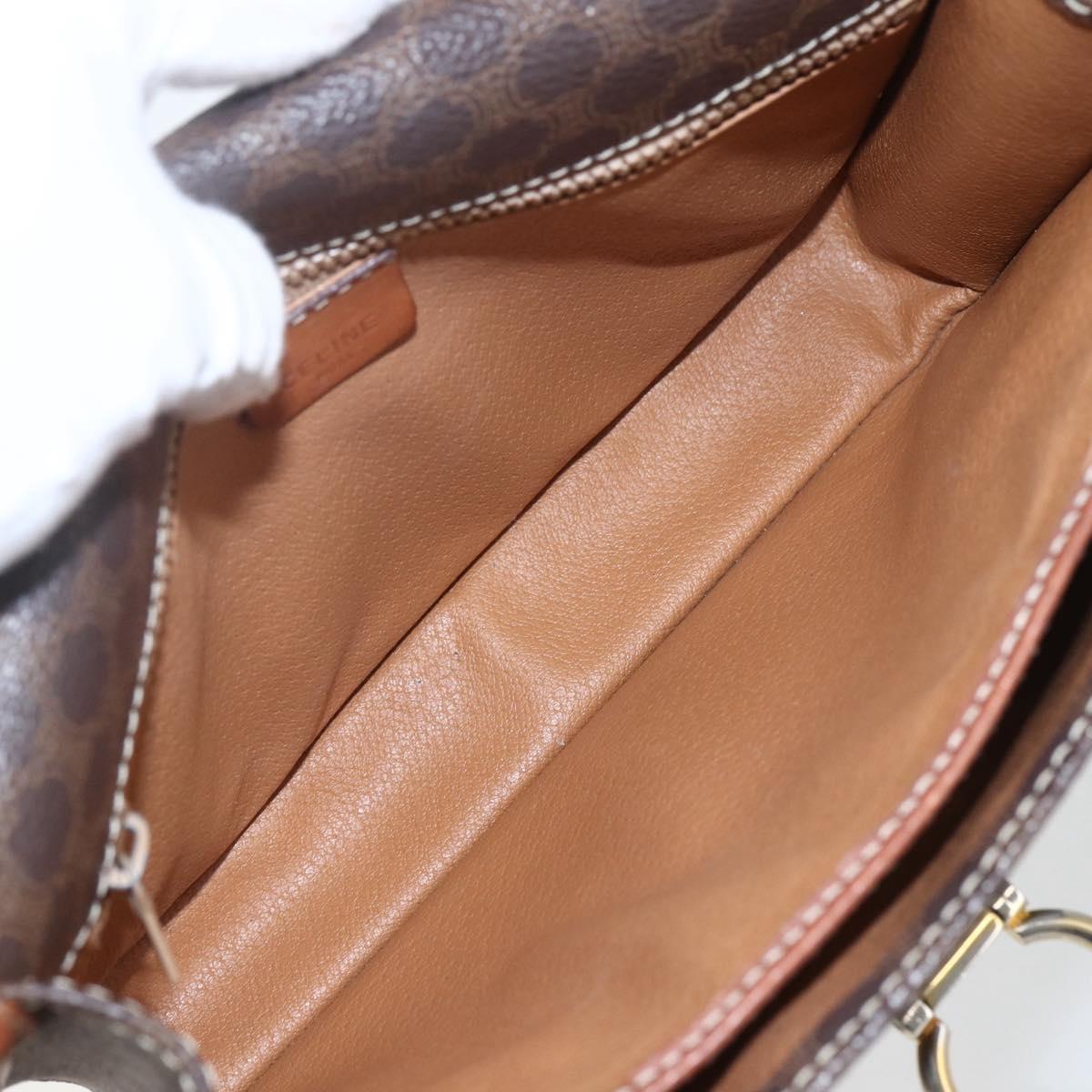 CELINE Macadam Canvas Shoulder Bag PVC Leather Brown Gold Auth 157766