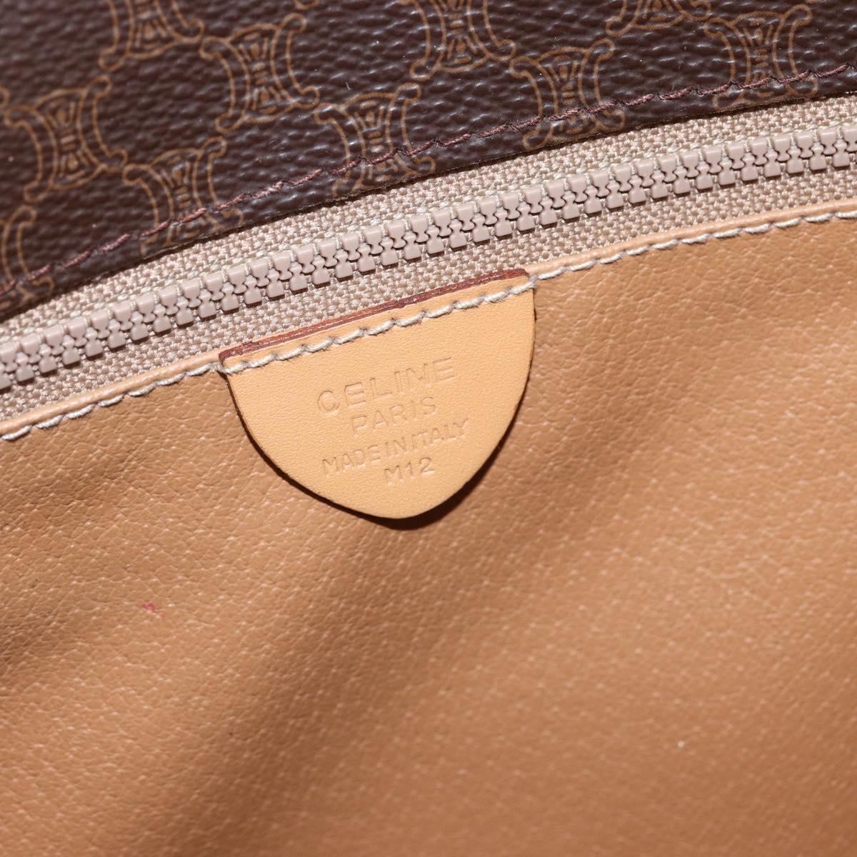 CELINE Macadam Canvas Shoulder Bag PVC Leather Brown Gold Auth 157767