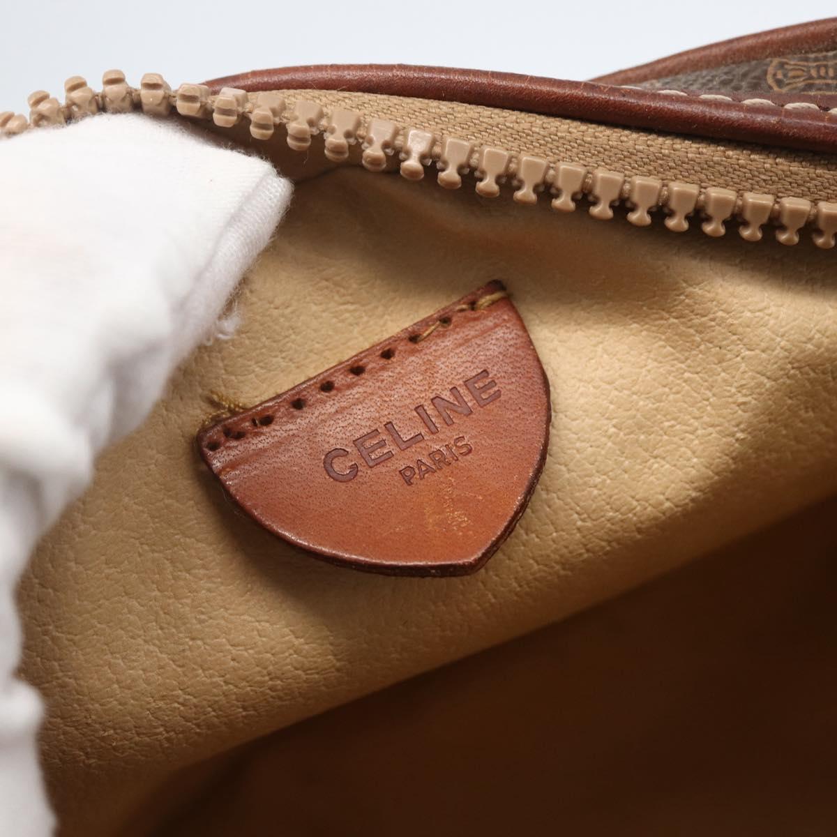 CELINE Macadam Canvas Shoulder Bag PVC Leather Brown Gold Auth 157768