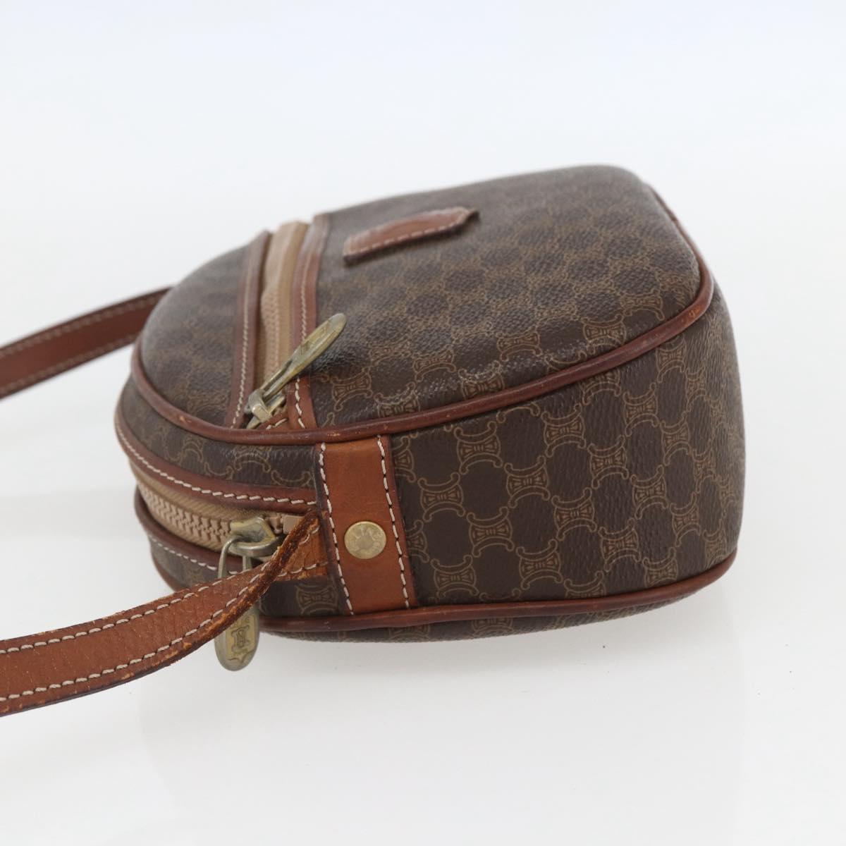 CELINE Macadam Canvas Shoulder Bag PVC Leather Brown Gold Auth 157768