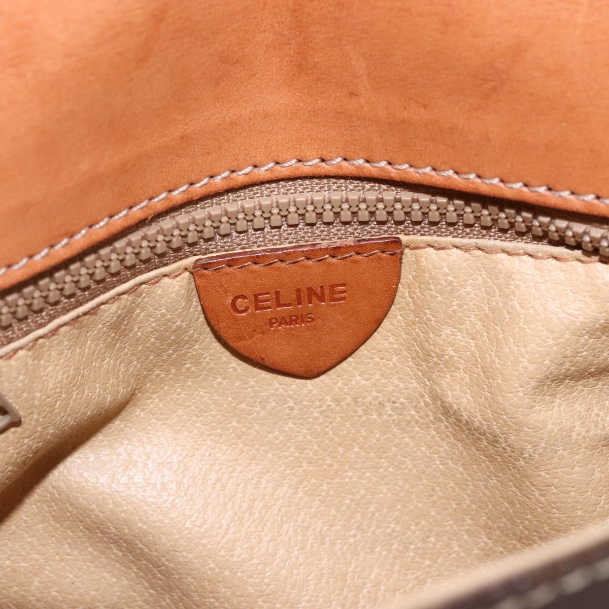 CELINE Macadam Canvas Shoulder Bag PVC Leather Brown Gold Auth 157769