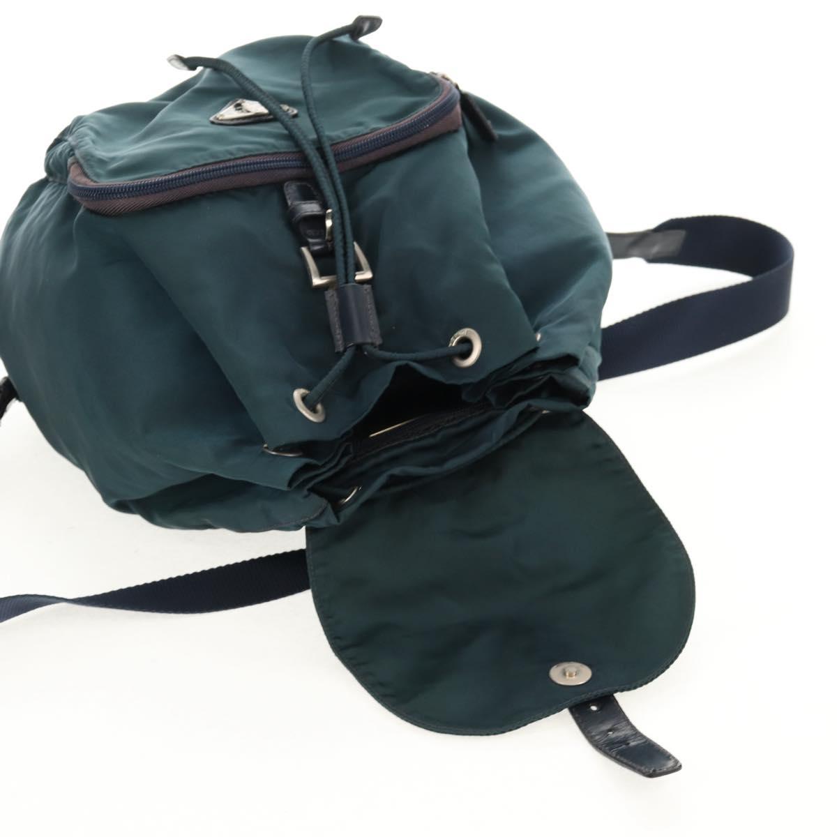 PRADA Backpack Nylon Blue Silver Auth 157773