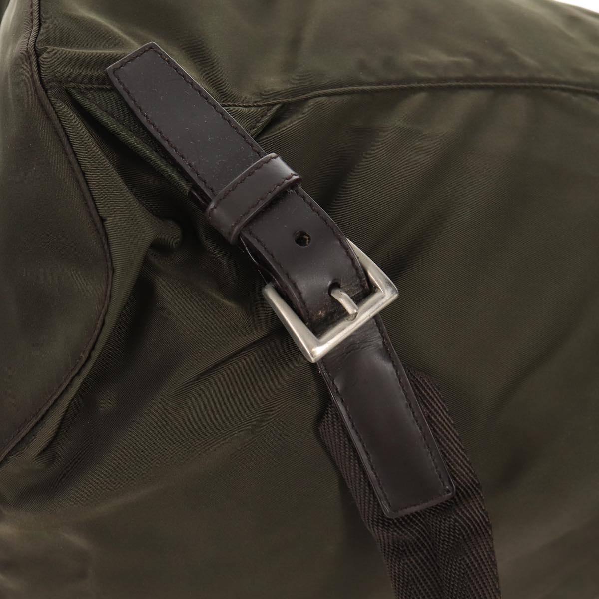 PRADA Backpack Nylon Khaki Silver Auth 157774