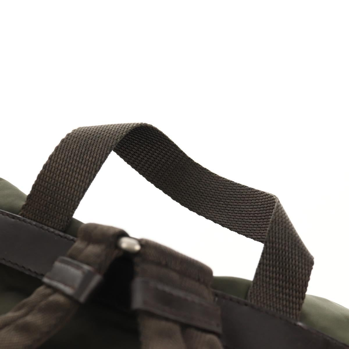 PRADA Backpack Nylon Khaki Silver Auth 157774