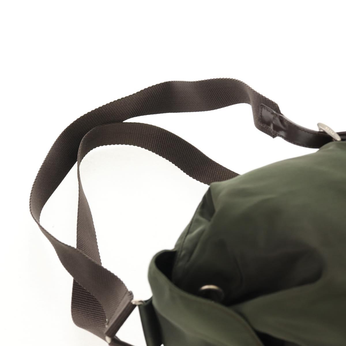 PRADA Backpack Nylon Khaki Silver Auth 157775