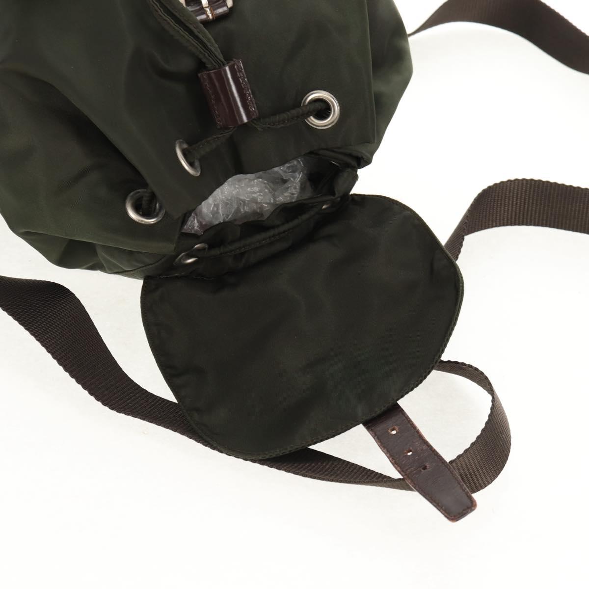 PRADA Backpack Nylon Khaki Silver Auth 157775