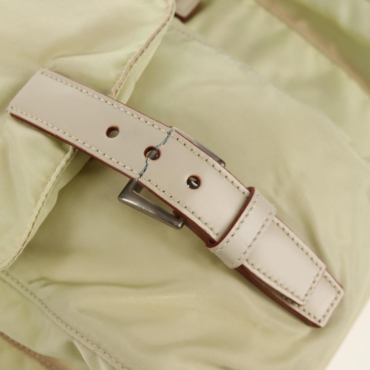 PRADA Backpack Nylon Beige Silver Auth 157776