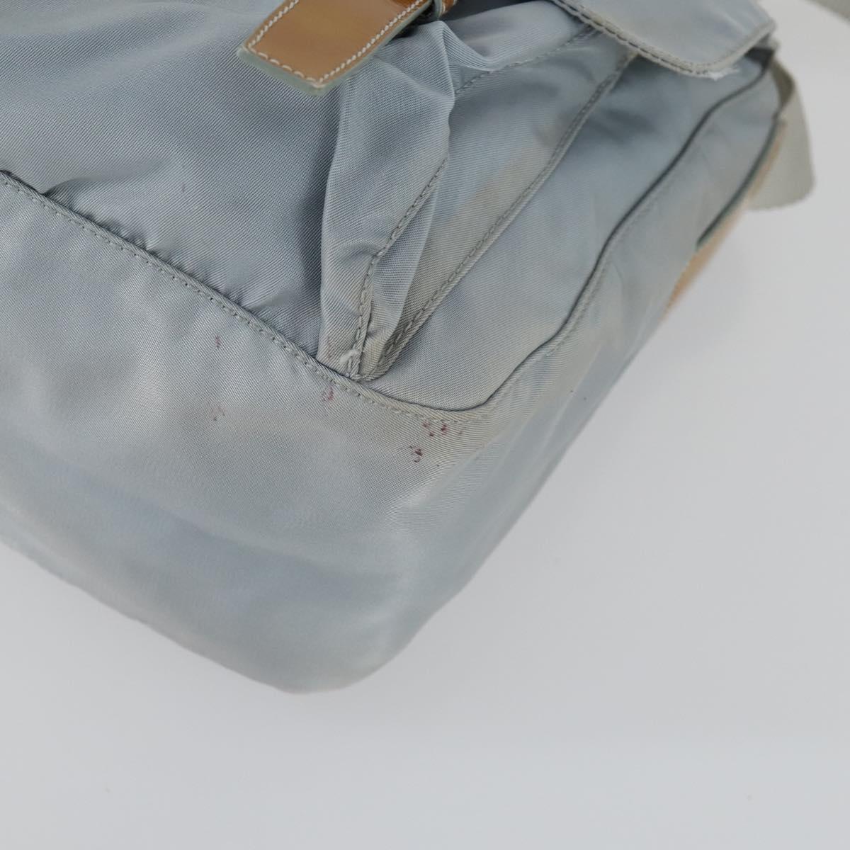 PRADA Shoulder Bag Nylon Blue Silver Auth 157777