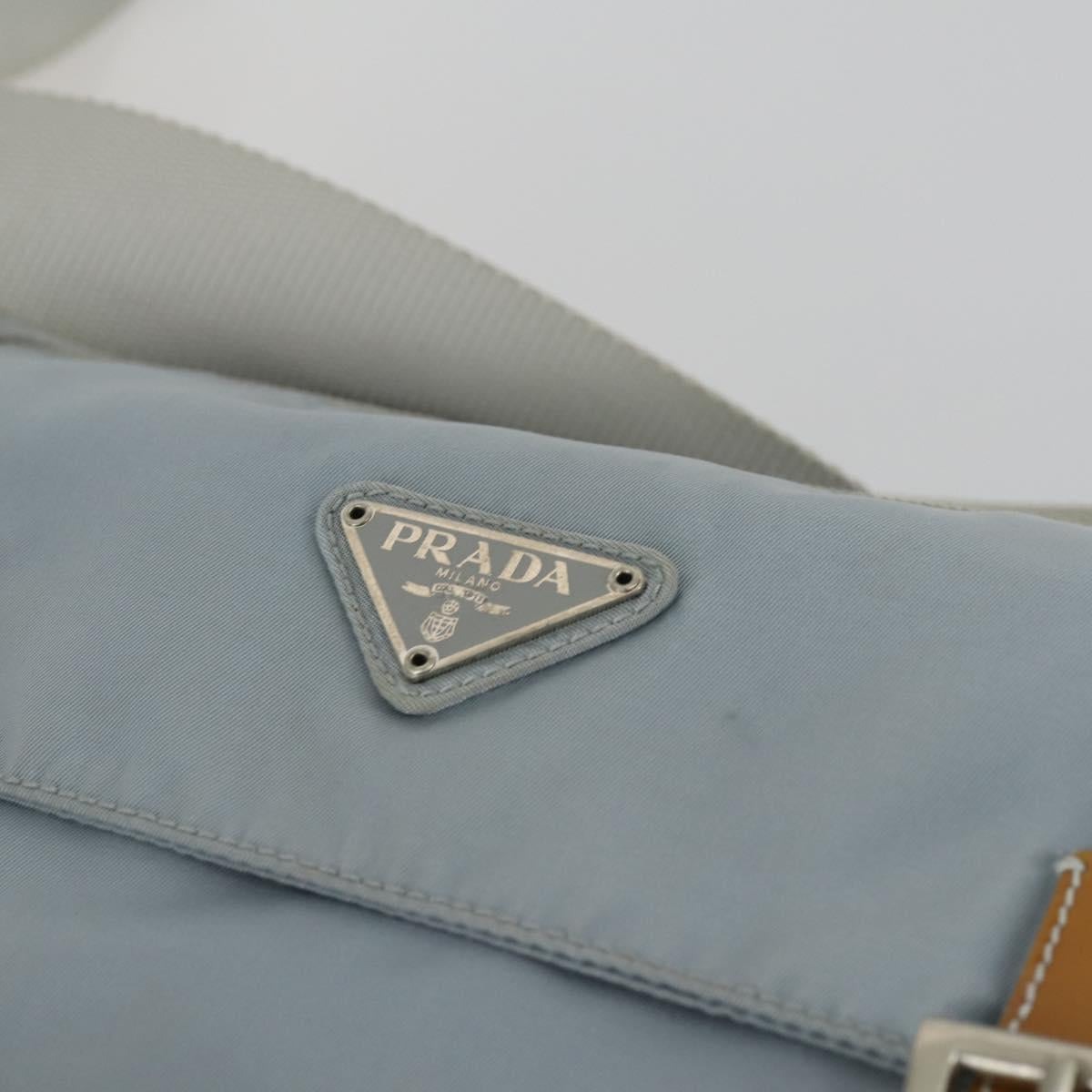 PRADA Shoulder Bag Nylon Blue Silver Auth 157777