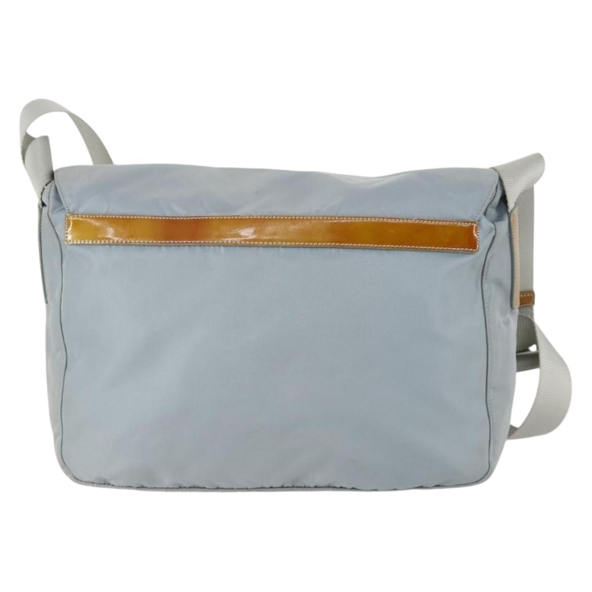 PRADA Shoulder Bag Nylon Blue Silver Auth 157777