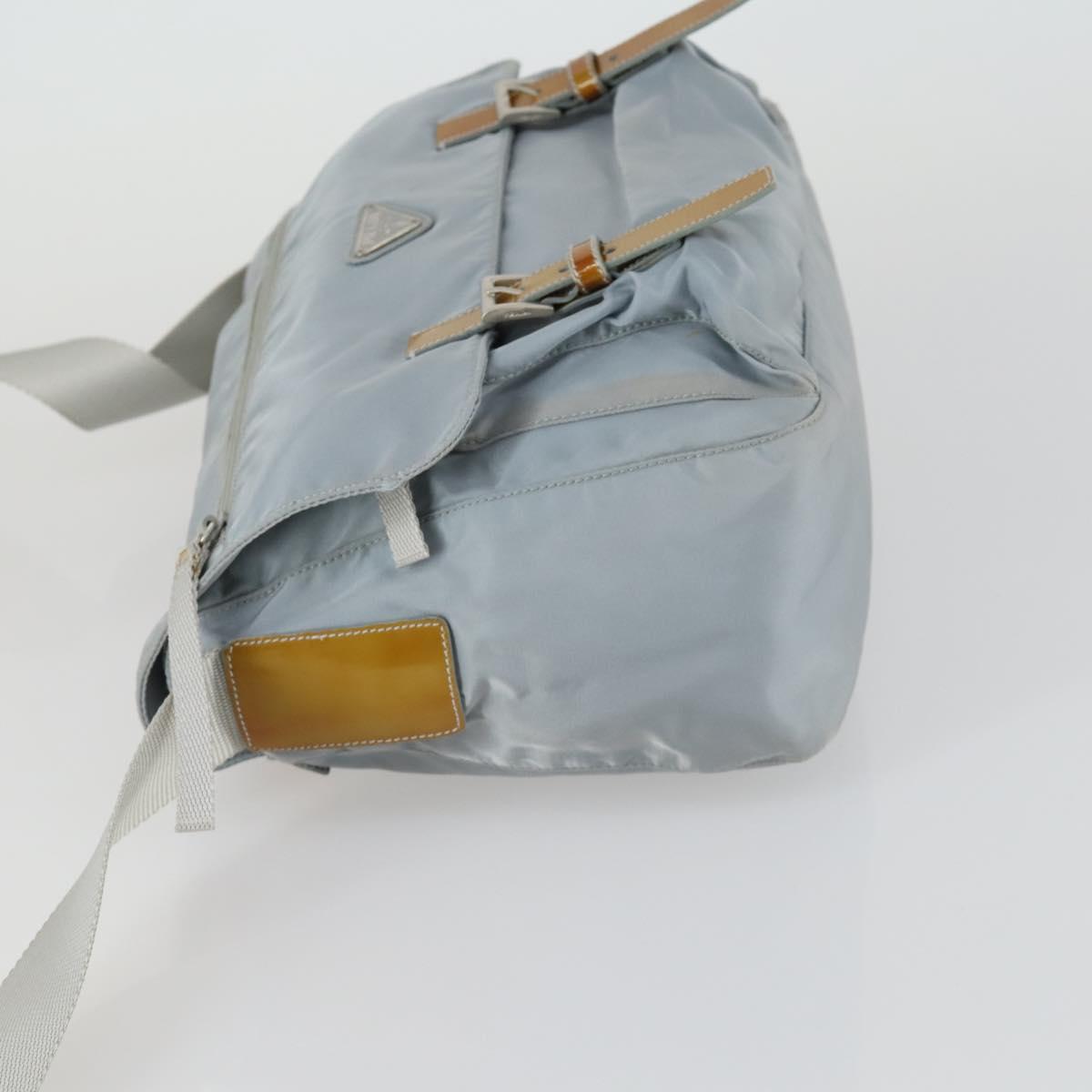 PRADA Shoulder Bag Nylon Blue Silver Auth 157777