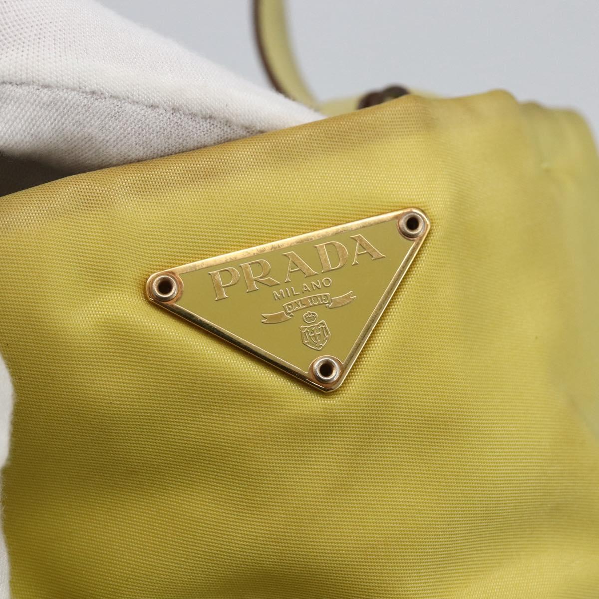 PRADA Tote Bag Nylon Yellow Gold Auth 157782