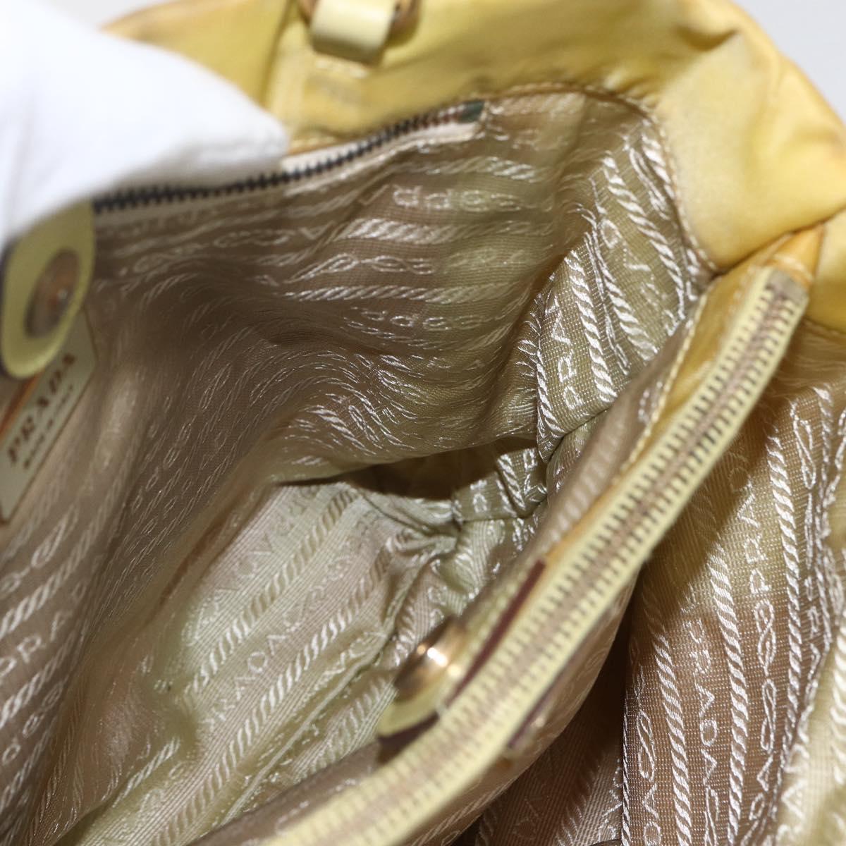 PRADA Tote Bag Nylon Yellow Gold Auth 157782