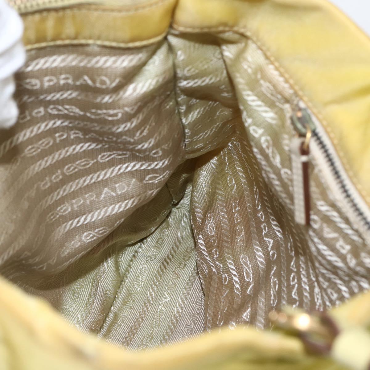 PRADA Tote Bag Nylon Yellow Gold Auth 157782