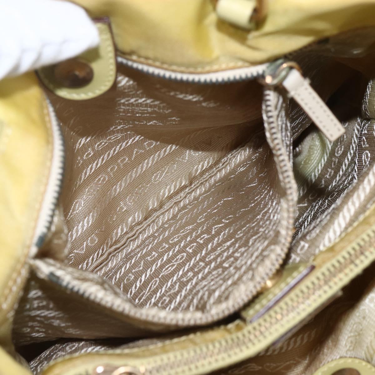 PRADA Tote Bag Nylon Yellow Gold Auth 157782