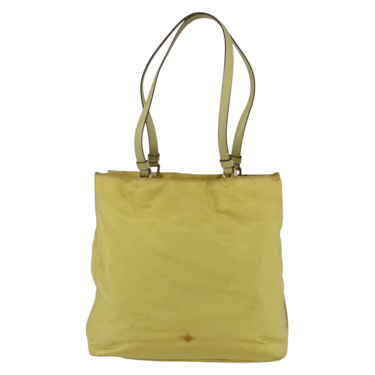 PRADA Tote Bag Nylon Yellow Gold Auth 157782