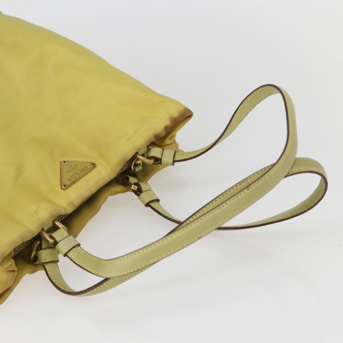 PRADA Tote Bag Nylon Yellow Gold Auth 157782