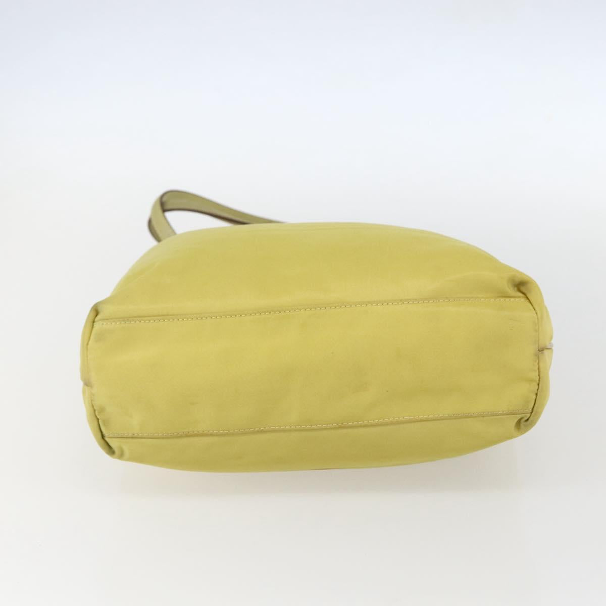 PRADA Tote Bag Nylon Yellow Gold Auth 157782